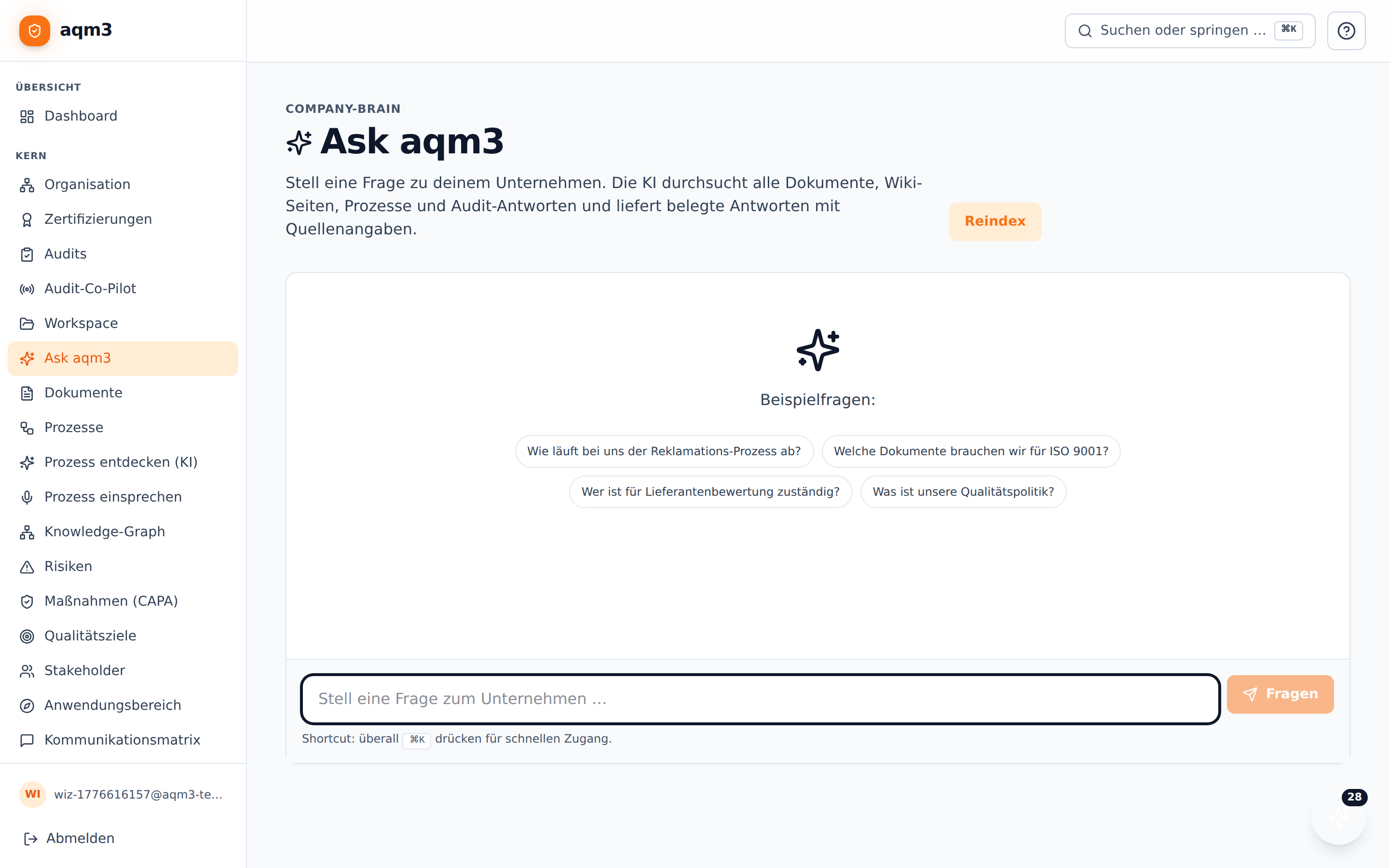 Ask-aqm3-Oberfläche