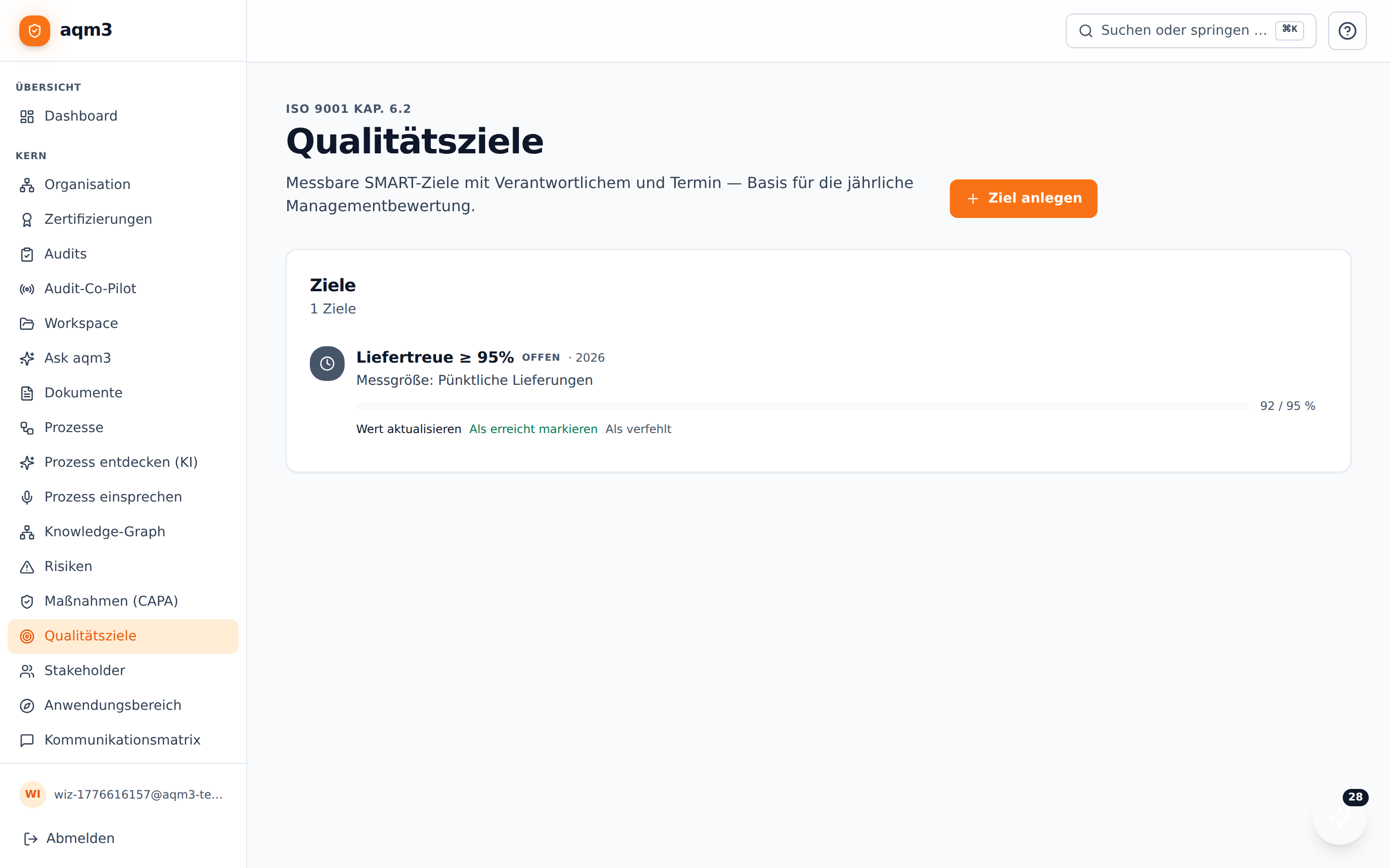 Qualitätsziele-Liste