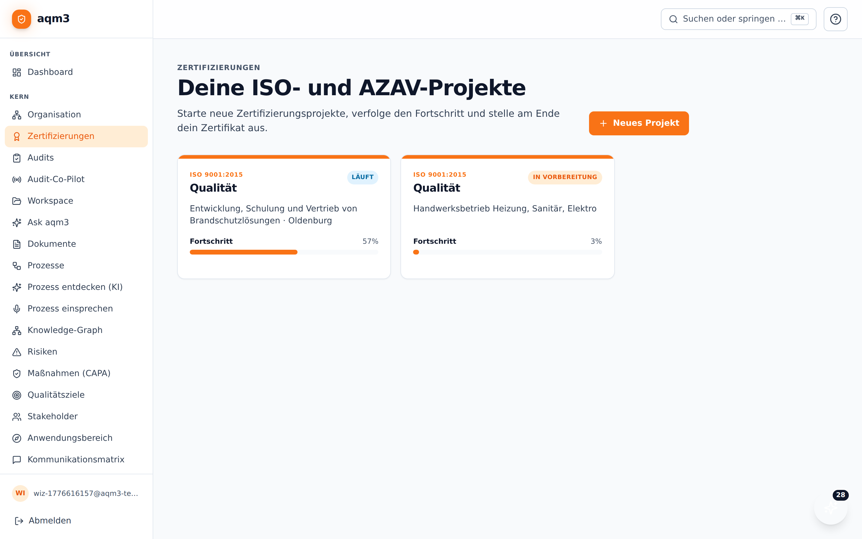Reifegrad-Dashboard mit 35 Kapitel-Ampeln