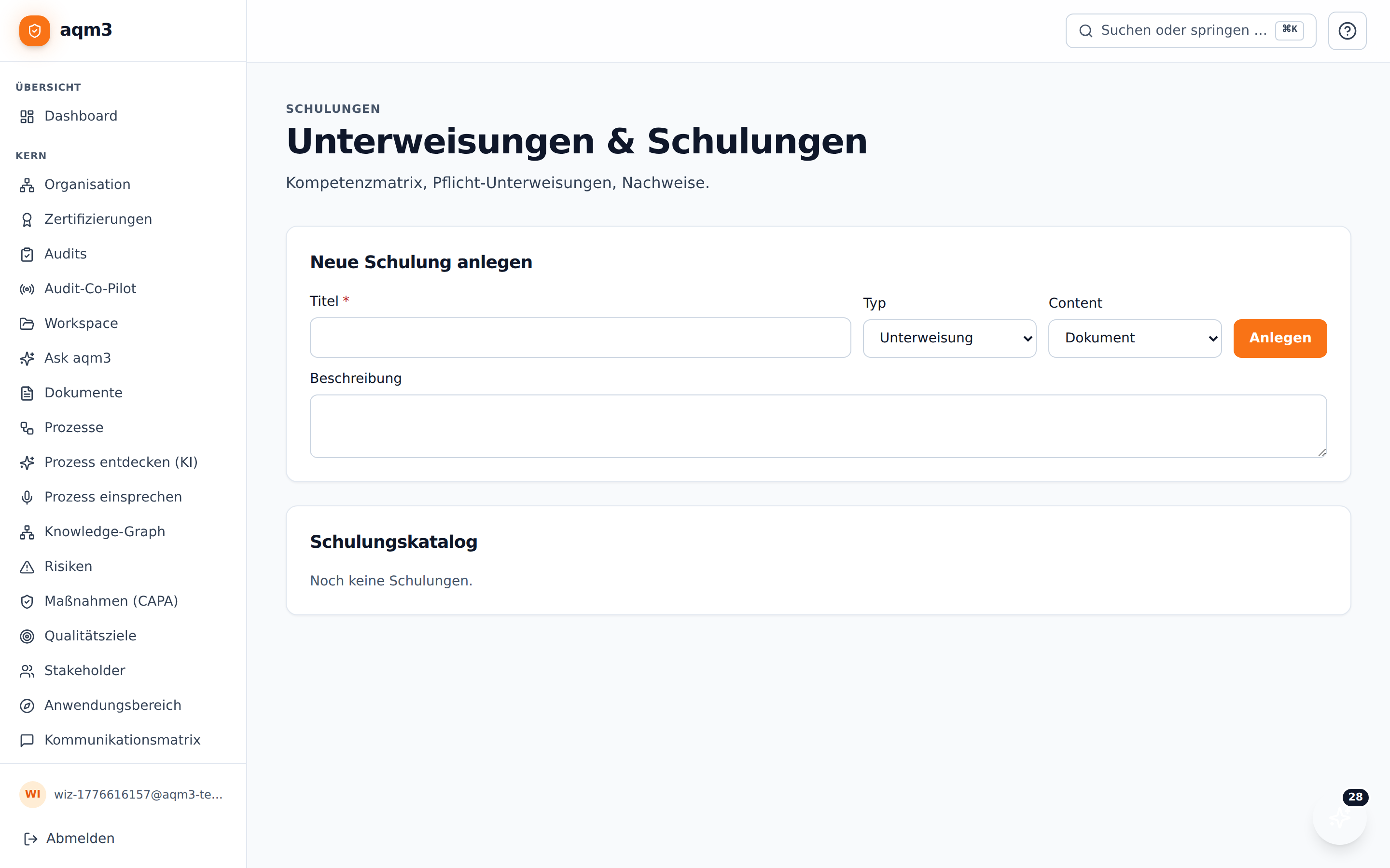 Schulungs-Liste