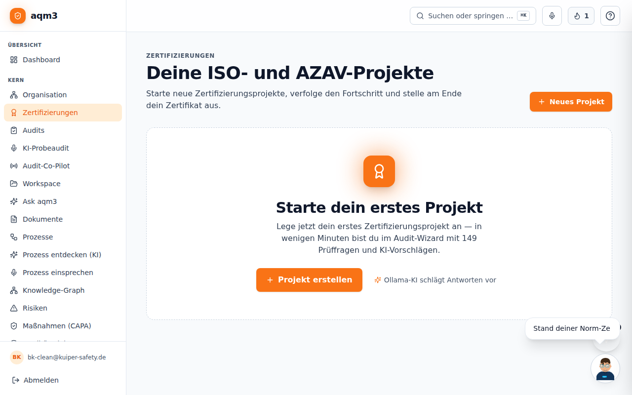 Zertifikate-Übersicht mit Auslauf-Ampel